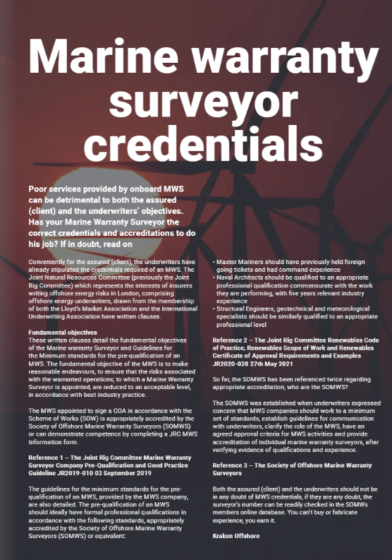 What are your marine Warranty Surveyors credentials?